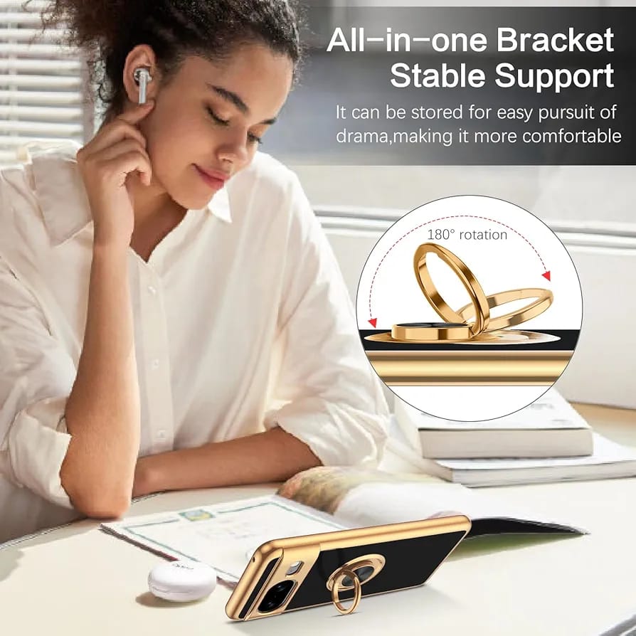 Google Pixel 9 Pro XL Gold Electroplated Ring Holder Cover - lifestyle