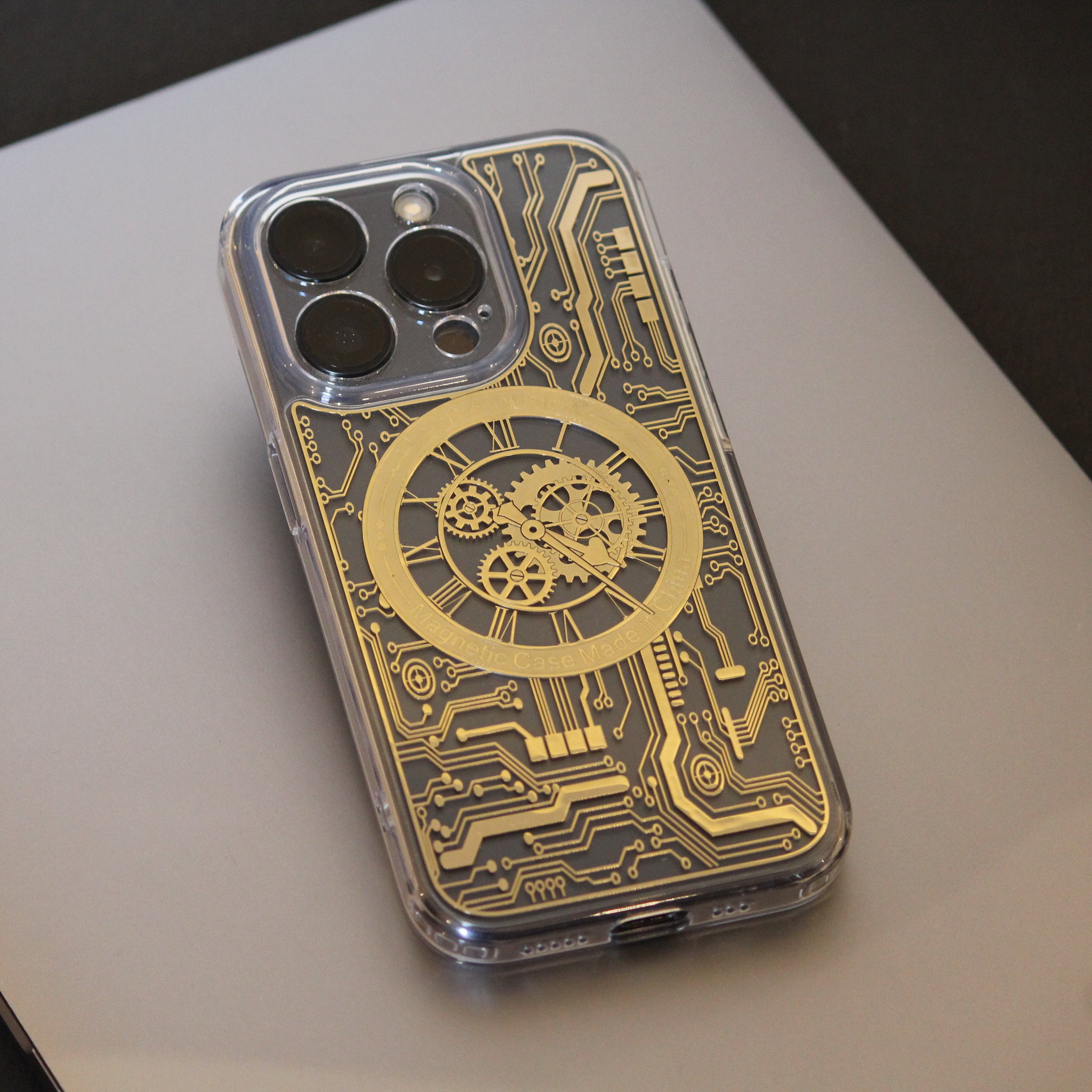 iPhone 15 Series Gold 3D Electroplated Circuit Case | Gold Edition