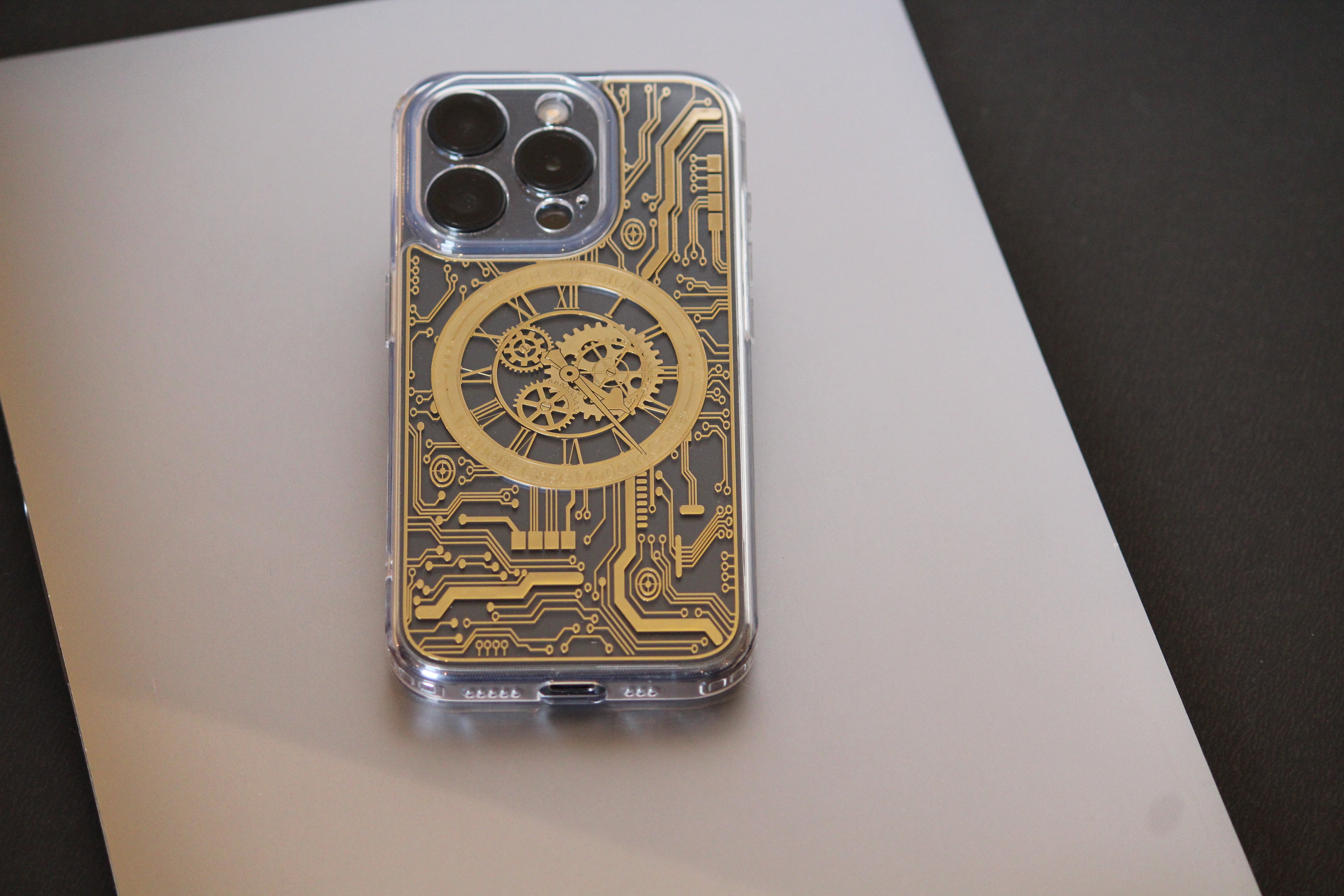 iPhone 15 Series Gold 3D Electroplated Circuit Case - lifestyle