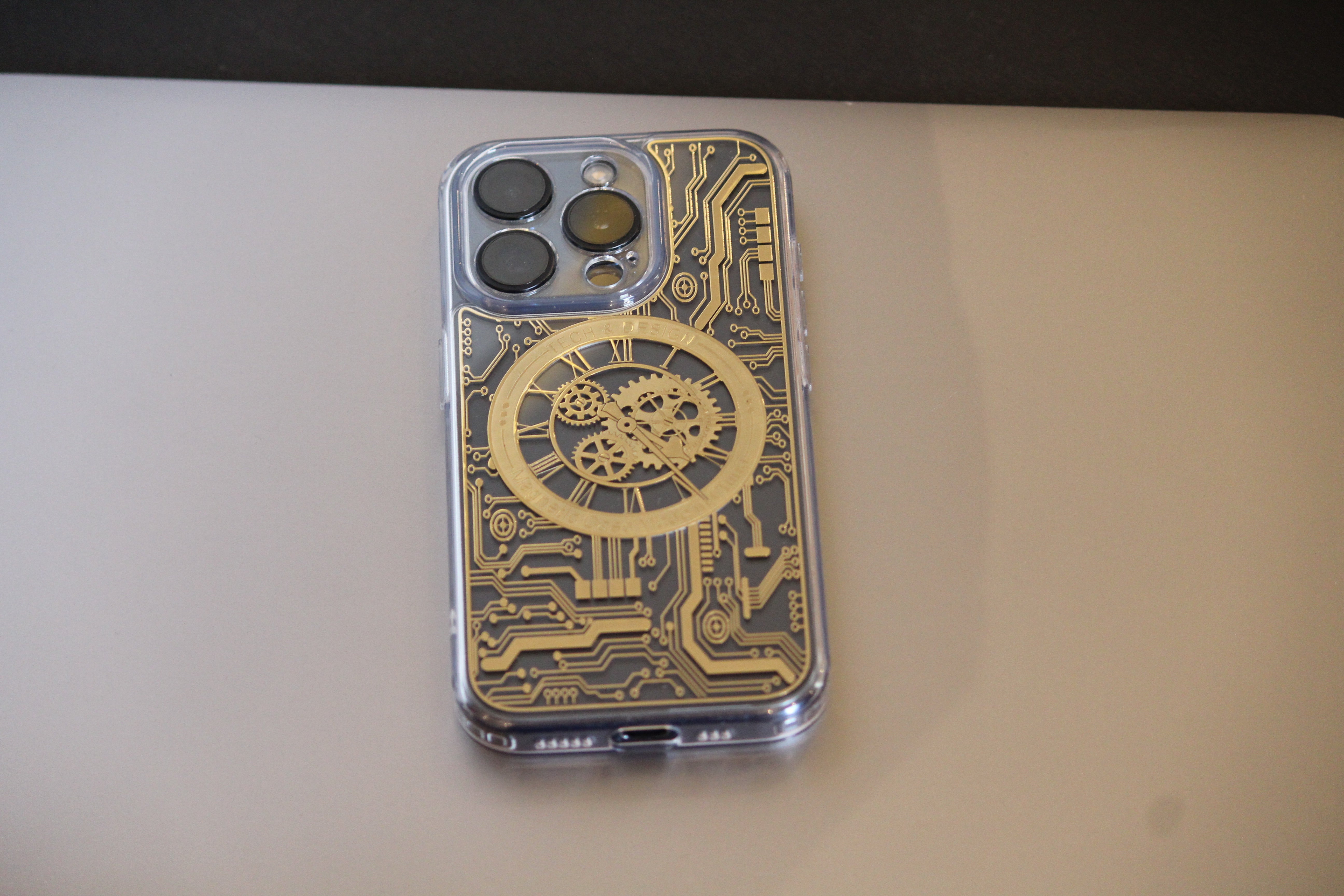 iPhone 15 Series Gold 3D Electroplated Circuit Case - phone case