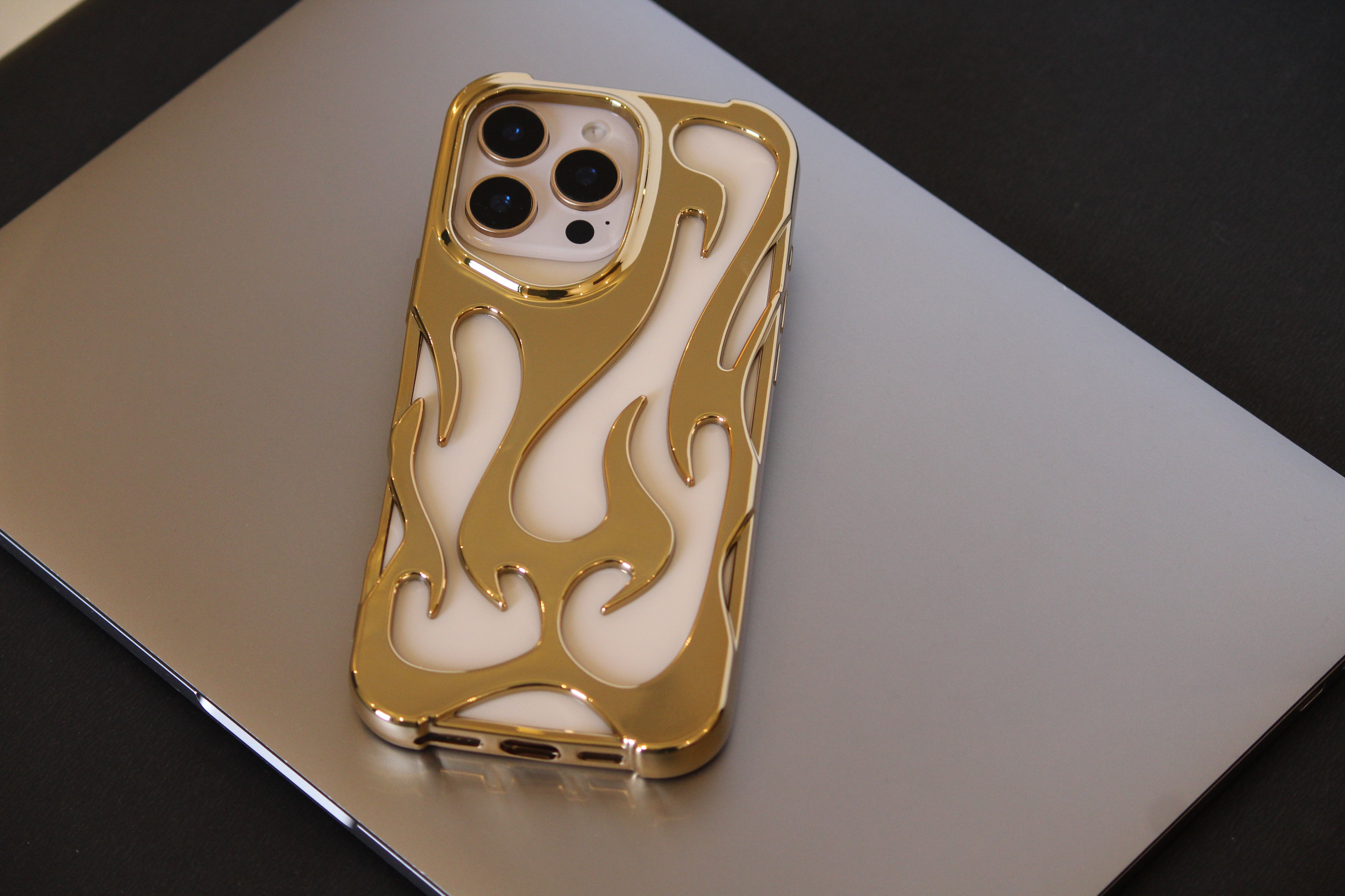 iPhone 16 Pro 3D Flame Gold Electroplated Cover - slim profile