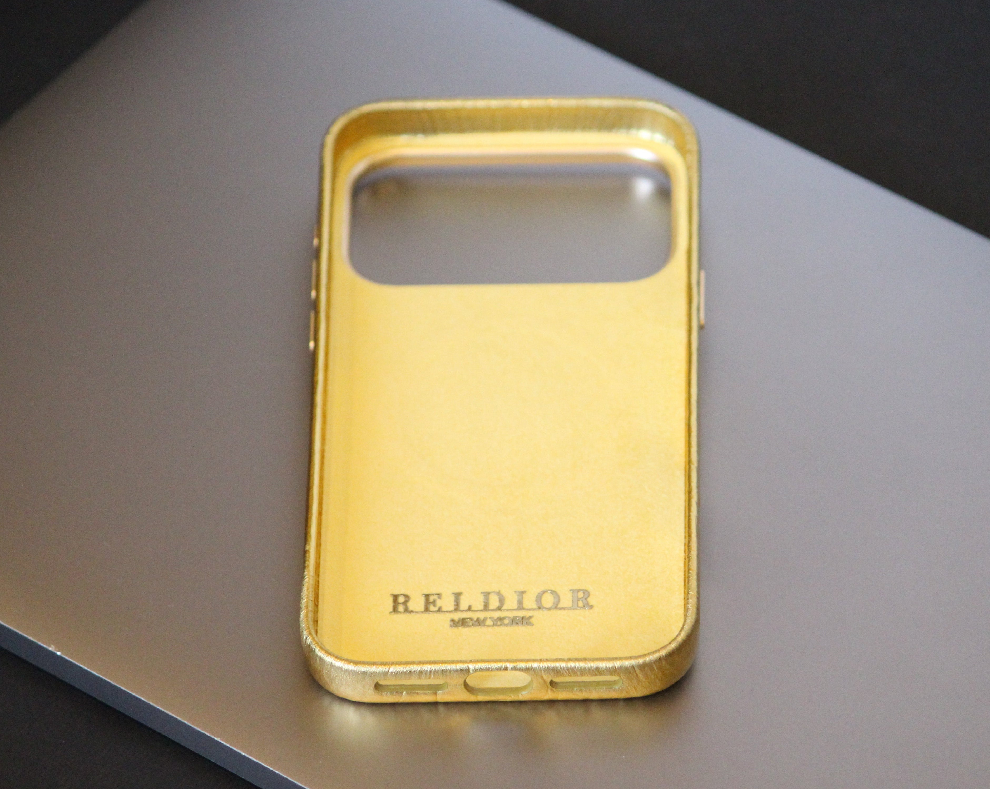 Royal Gold | MagSafe Premium Leather Luxury iPhone Cover iPhone cover – JustAndBest India
