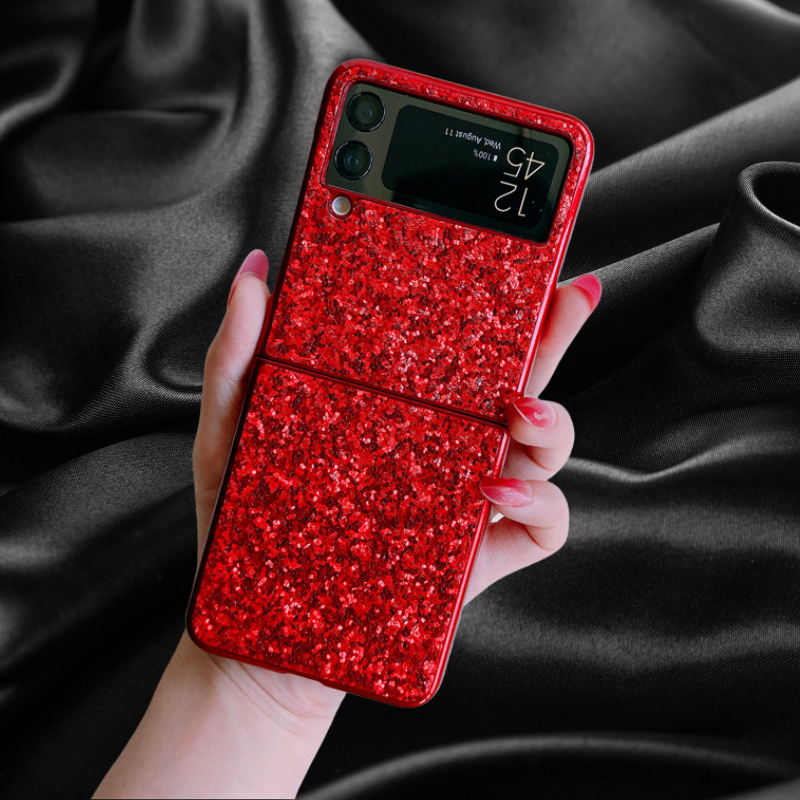 Samsung Galaxy Z Flip 5 Bling Glitter Sequin Cover - case features