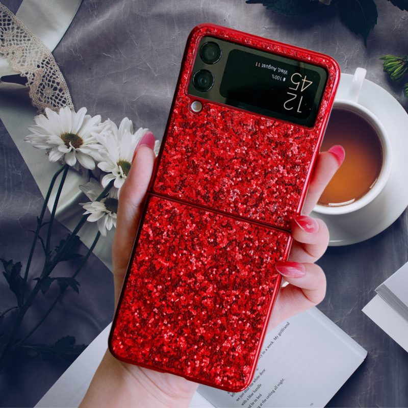 Red Glitter Cover for Samsung Z Flip 4