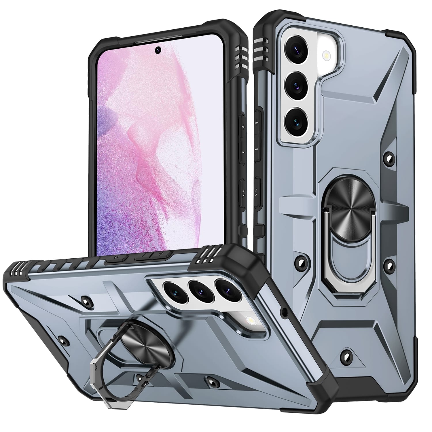 Samsung Galaxy S21 FE Ring Holder Silver Matte Armour Cover