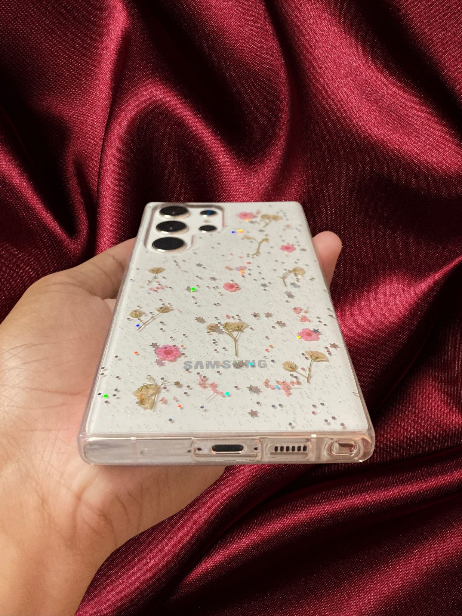 Real Cosmos Floral Glitter Cover iPhone cover – JustAndBest India