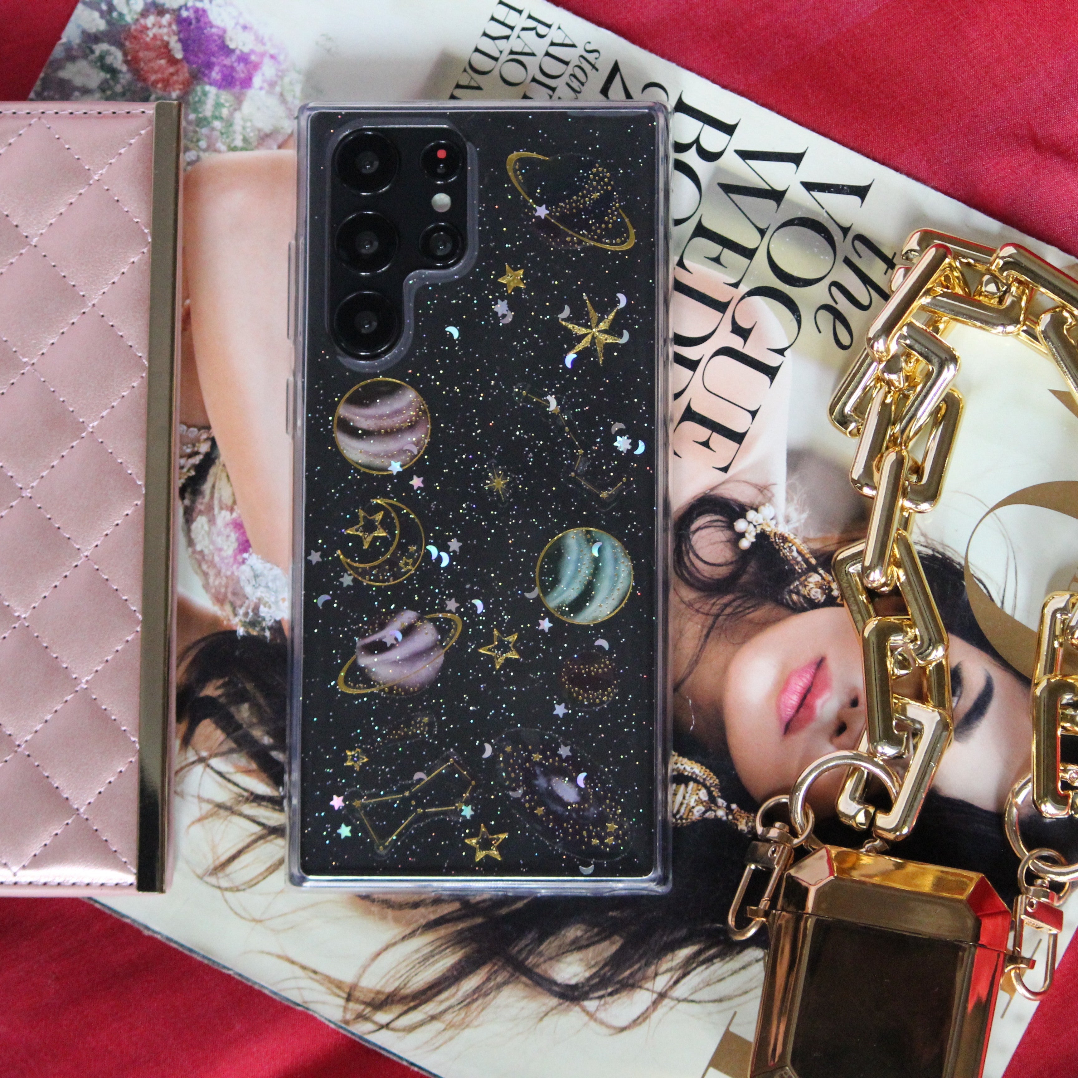 Glittery Stars and Planets Transparent Case iPhone cover – JustAndBest India