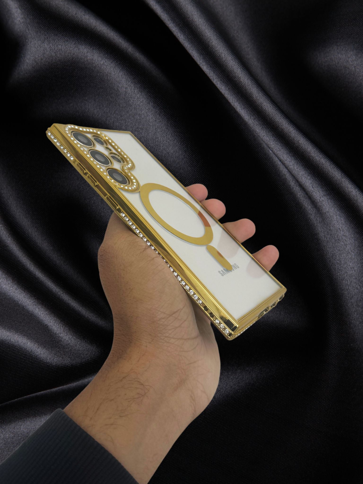 Samsung Galaxy S23 Gold Electroplated Diamond Rhinestones Cover - colour options