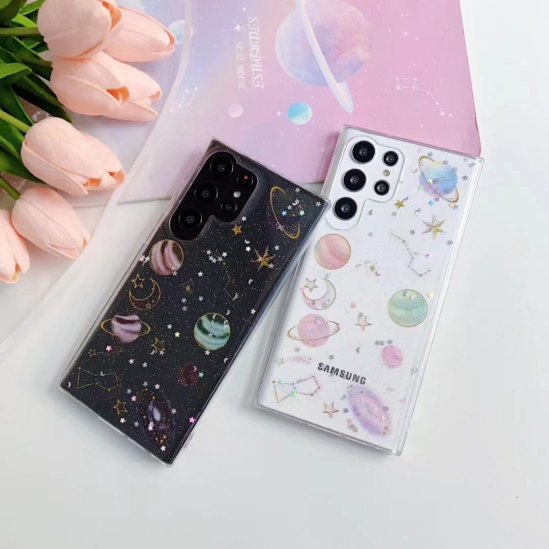 Glittery Stars and Planets Transparent Case iPhone cover – JustAndBest India