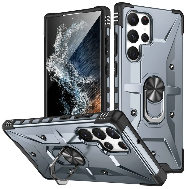 Samsung Galaxy S21 FE Ring Holder Silver Matte Armour Cover - lifestyle