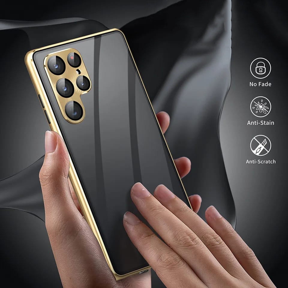 Metallic Gold Plated 360 Degrees Protection Transparent Glass Cover (with Both sides Glass) iPhone cover – JustAndBest India