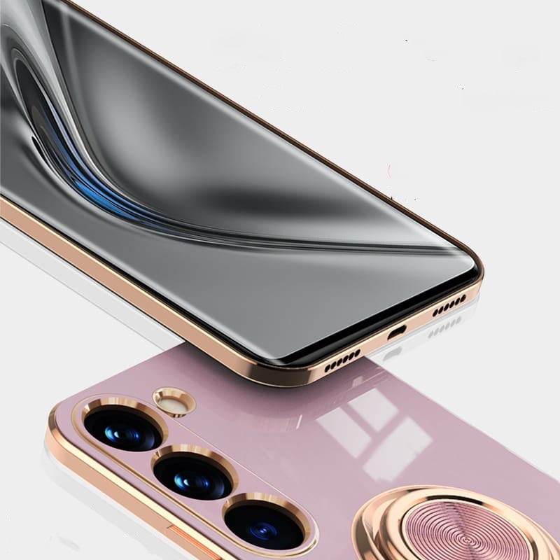 Samsung Galaxy S25 Series Gold Electroplated Ring Holder Cover - case features