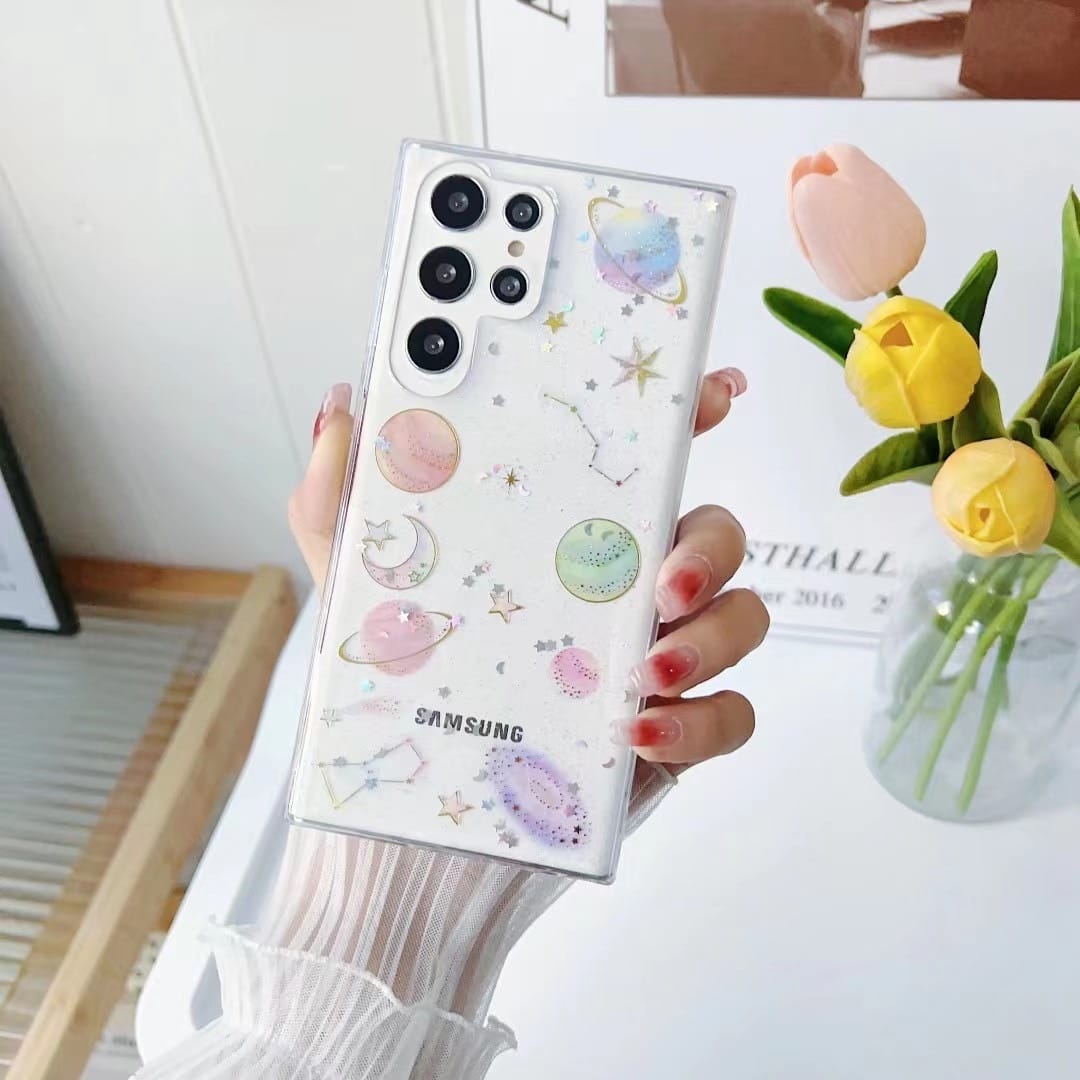 Glittery Stars and Planets Transparent Case iPhone cover – JustAndBest India