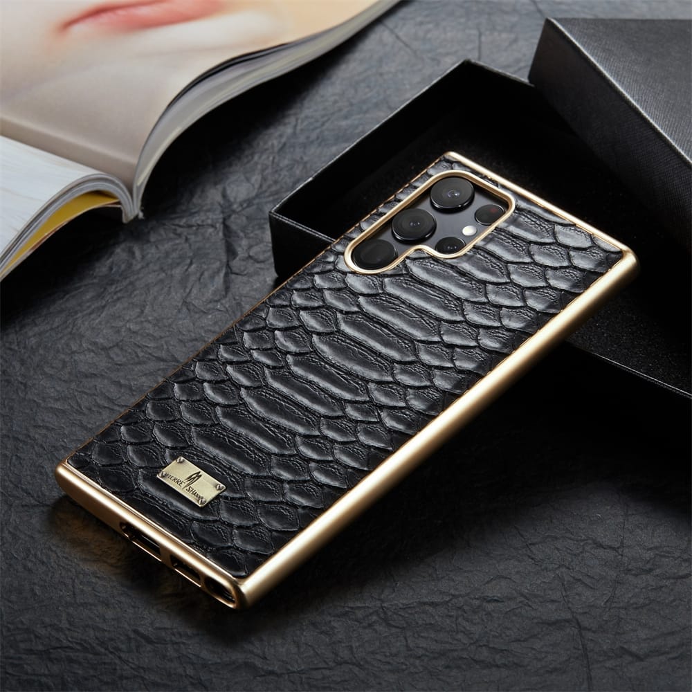 Jet Black Gold Plated Premium Leather Luxury Case iPhone cover – JustAndBest India