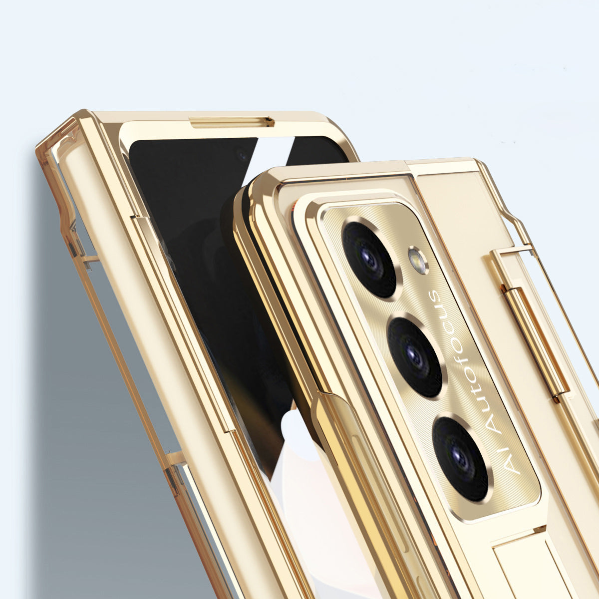 Samsung Galaxy Z Fold 3 Gold Electroplated Transparent Glass Cover (an - slim profile