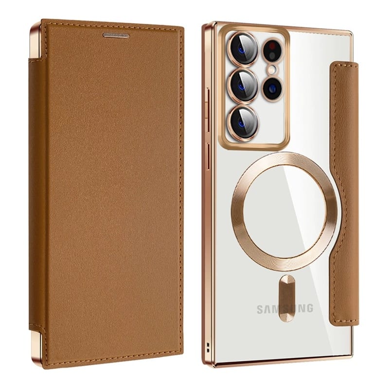 Samsung Galaxy S23 Gold Electroplated Leather Flip Case - colour options