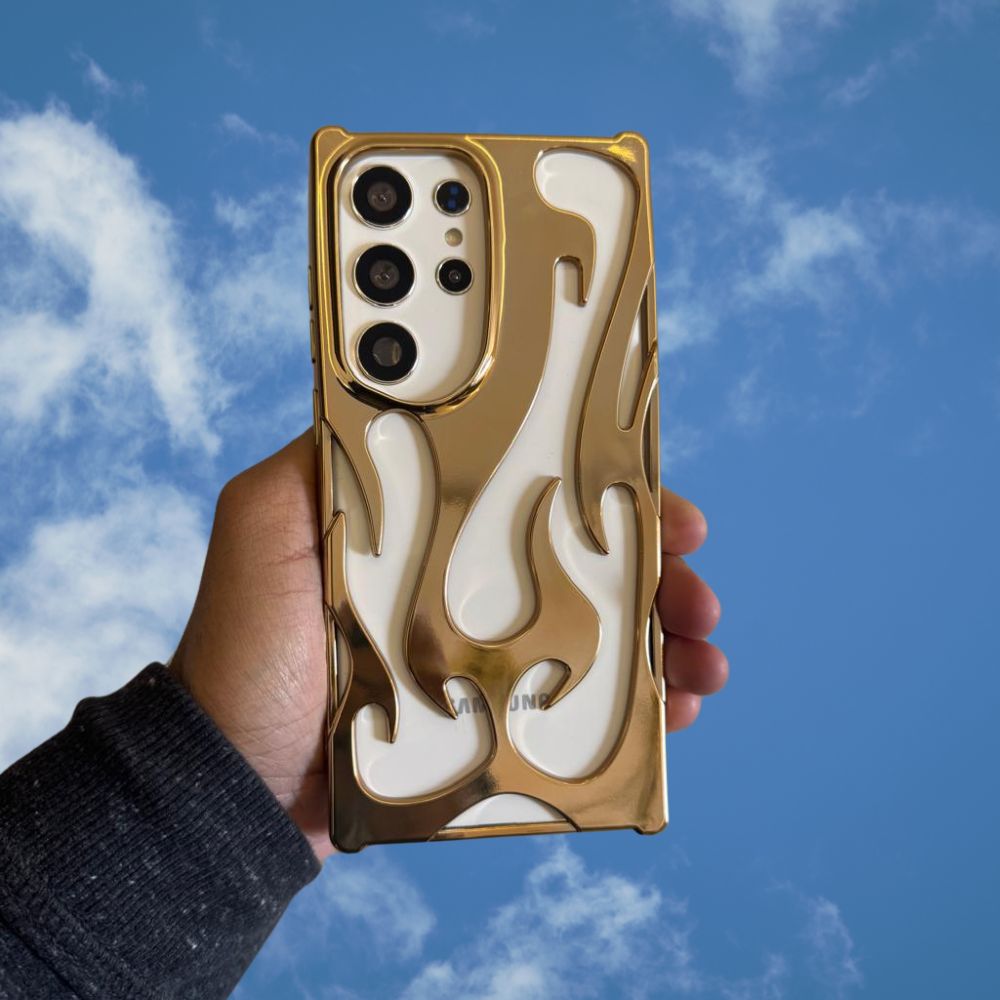 Samsung Galaxy S25 Series 3D Flame Gold Electroplated Cover - phone case