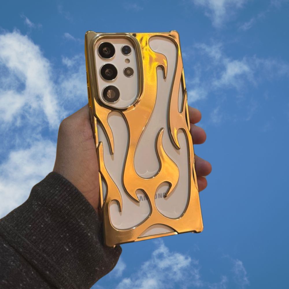 Samsung Galaxy S25 Series 3D Flame Gold Electroplated Cover - phone case