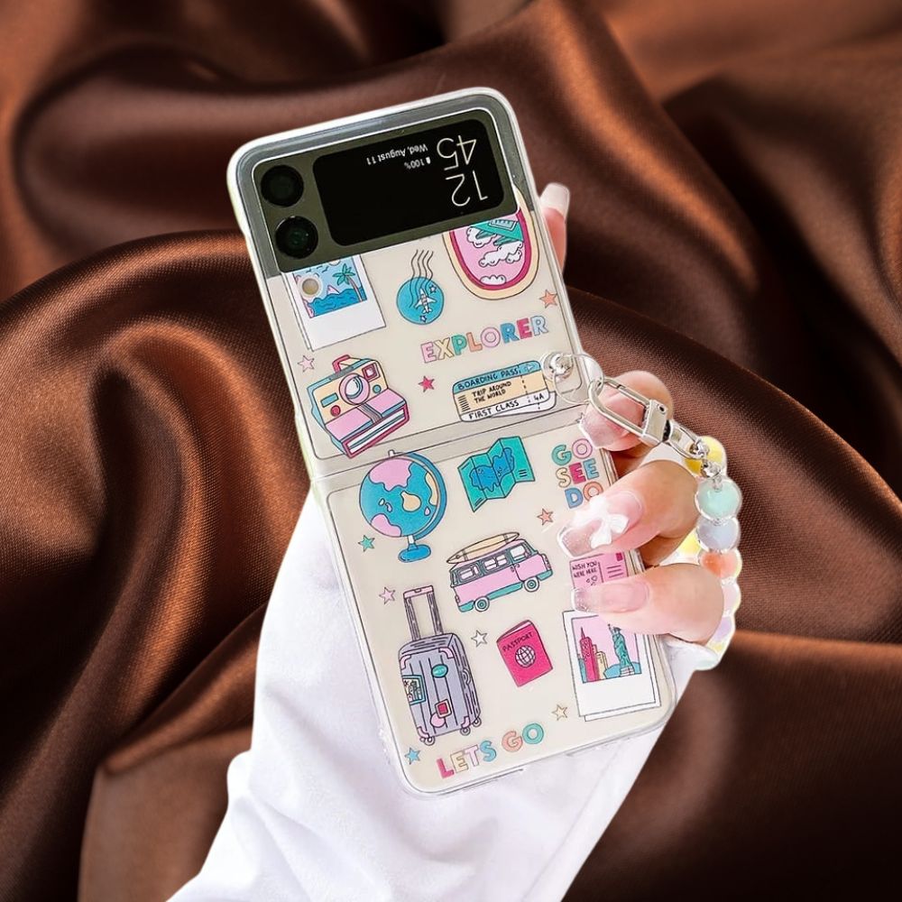 Samsung Galaxy Z Flip 3 Traveller Badges Case - protective case detail