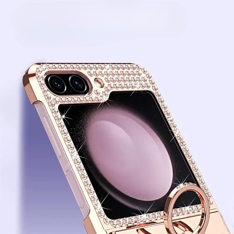 Samsung Galaxy Z Flip 3 Diamond Rhinestones Leather Cover - case features