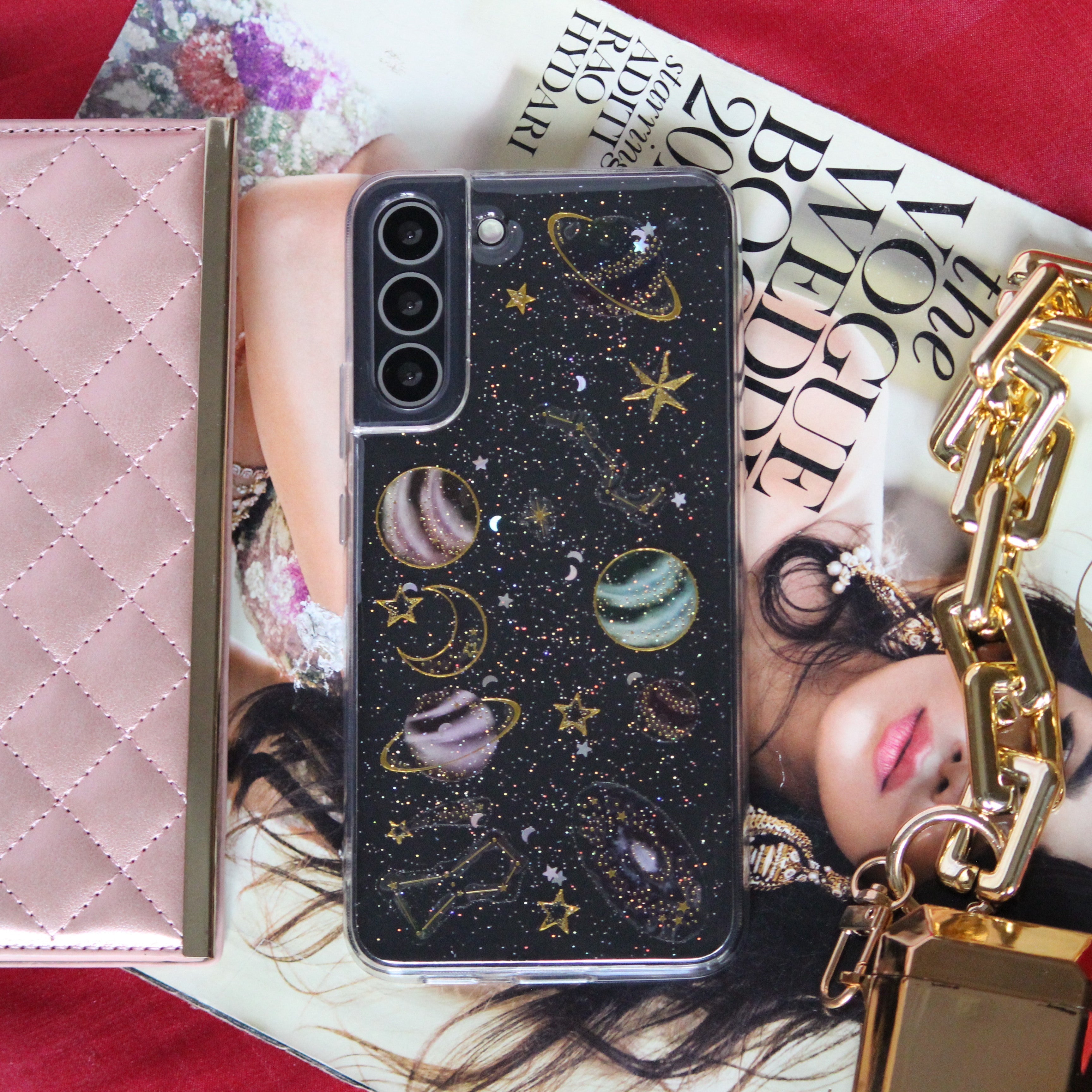 Glittery Stars and Planets Transparent Case iPhone cover – JustAndBest India