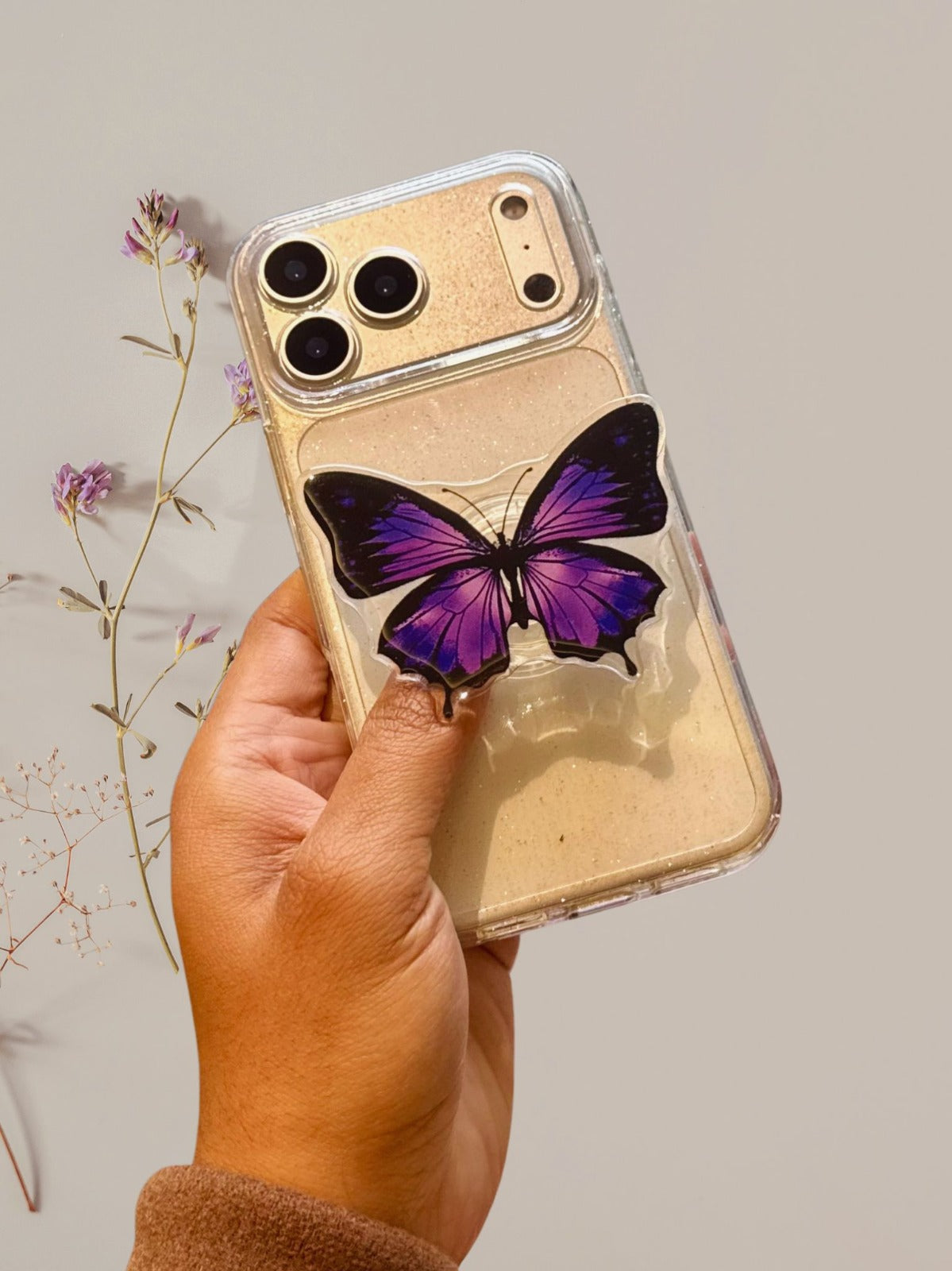 Butterfly Phone Gripper Holder - protective case detail