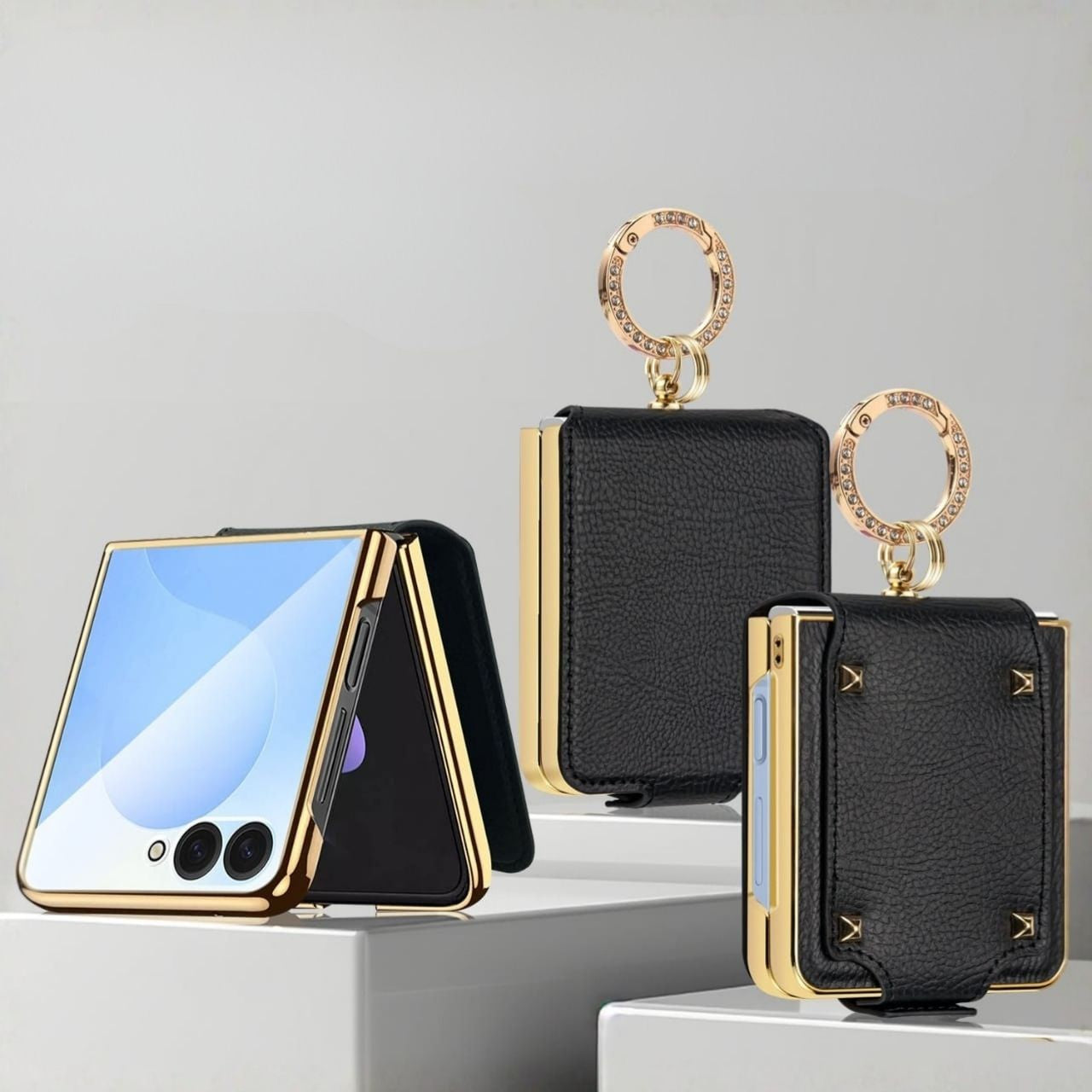 Ring Holder Gold Electroplated Premium Leather Cover – phone accessory by JustAndBest India