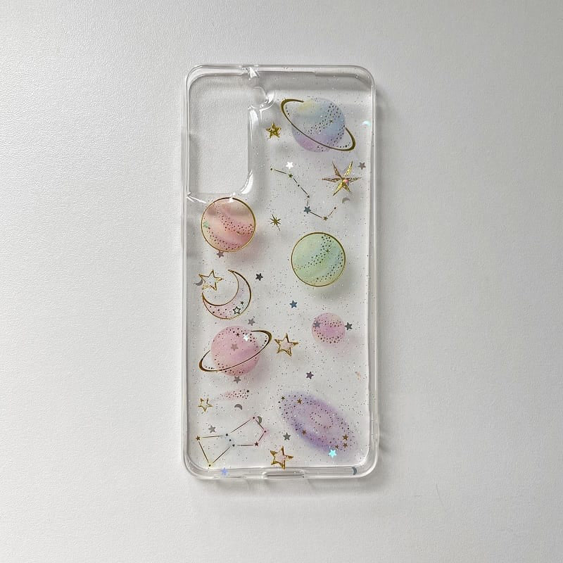 Glittery Stars and Planets Transparent Case iPhone cover – JustAndBest India