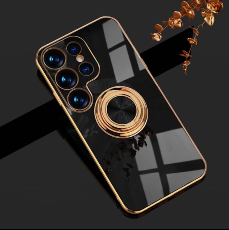 Samsung Galaxy S25 Series Gold Electroplated Ring Holder Cover - slim profile