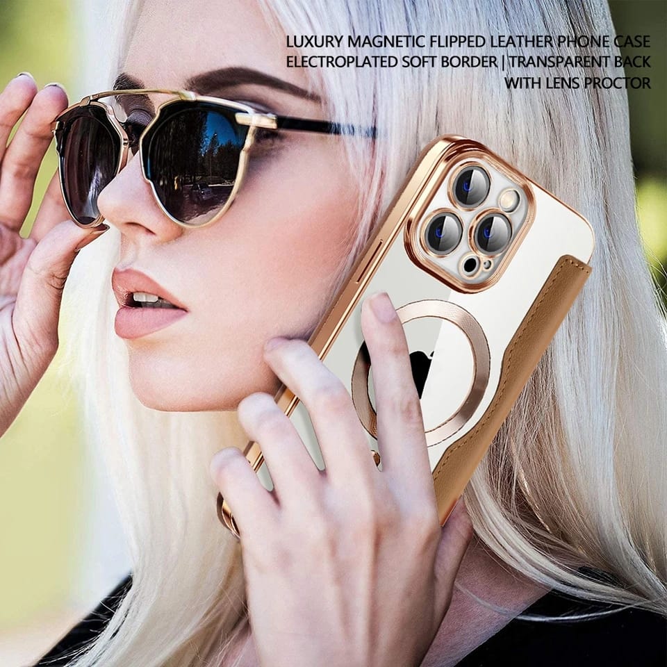 Gold Electroplated Premium Leather Luxury Flip Case iPhone cover – JustAndBest India