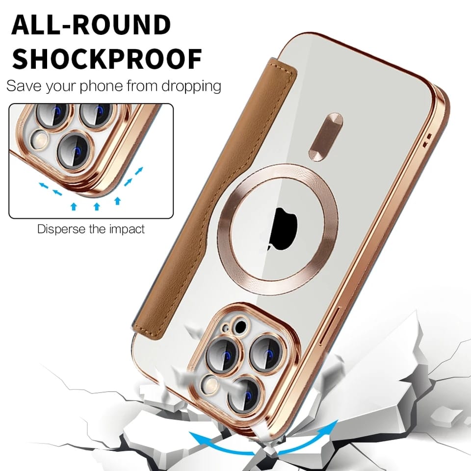 Gold Electroplated Premium Leather Luxury Flip Case iPhone cover – JustAndBest India