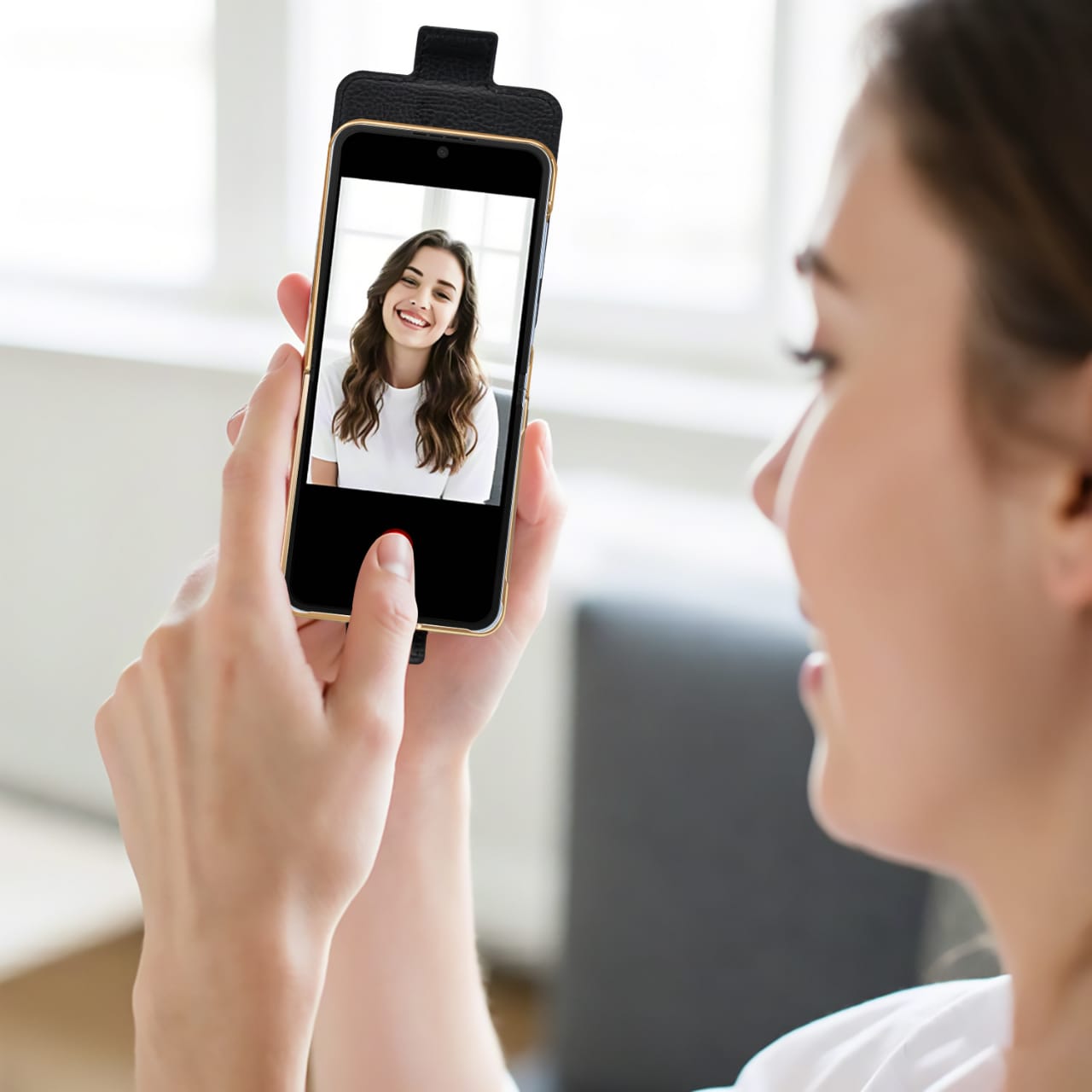 Ring Holder Gold Electroplated Premium Leather Cover – phone accessory by JustAndBest India