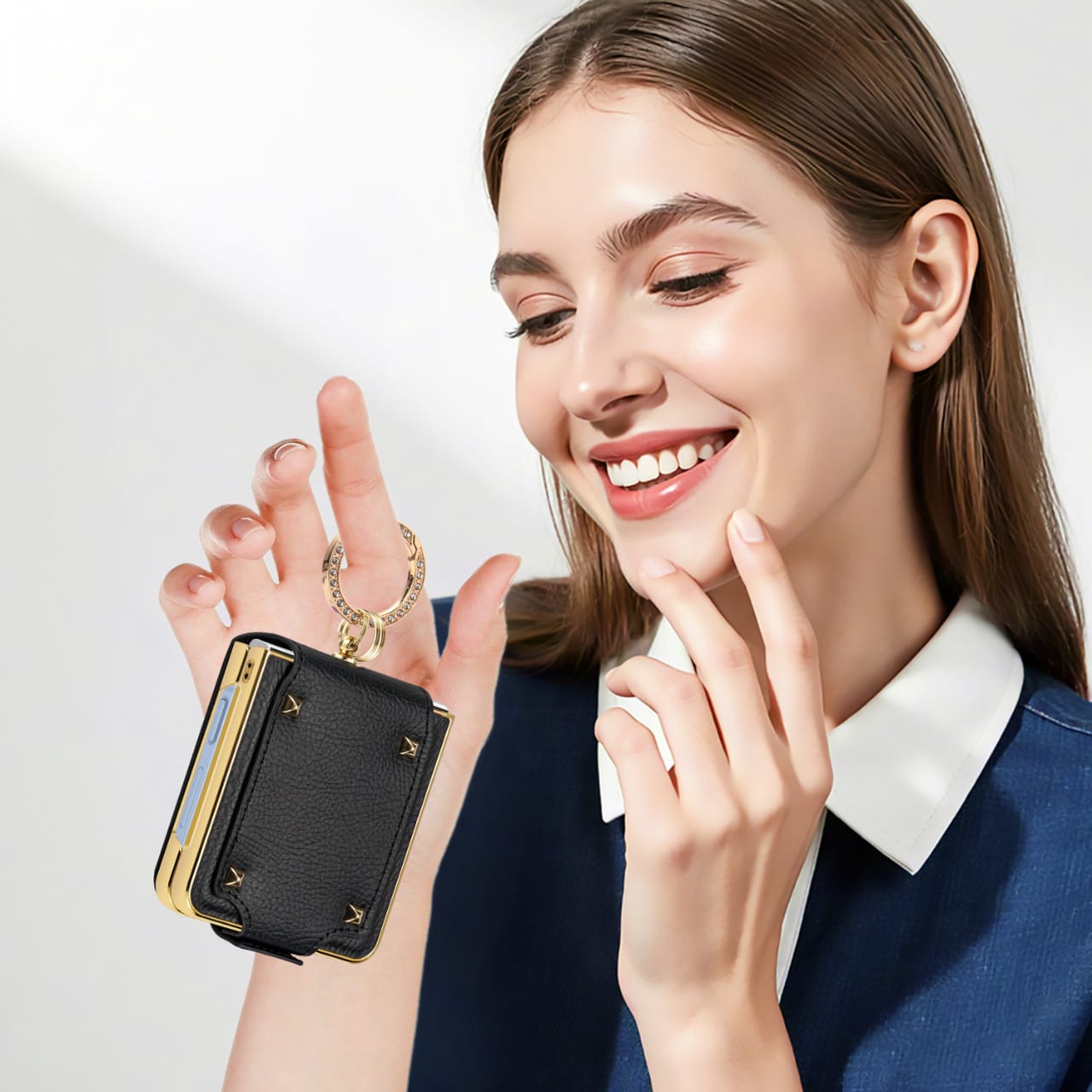 Ring Holder Gold Electroplated Premium Leather Cover – phone accessory by JustAndBest India