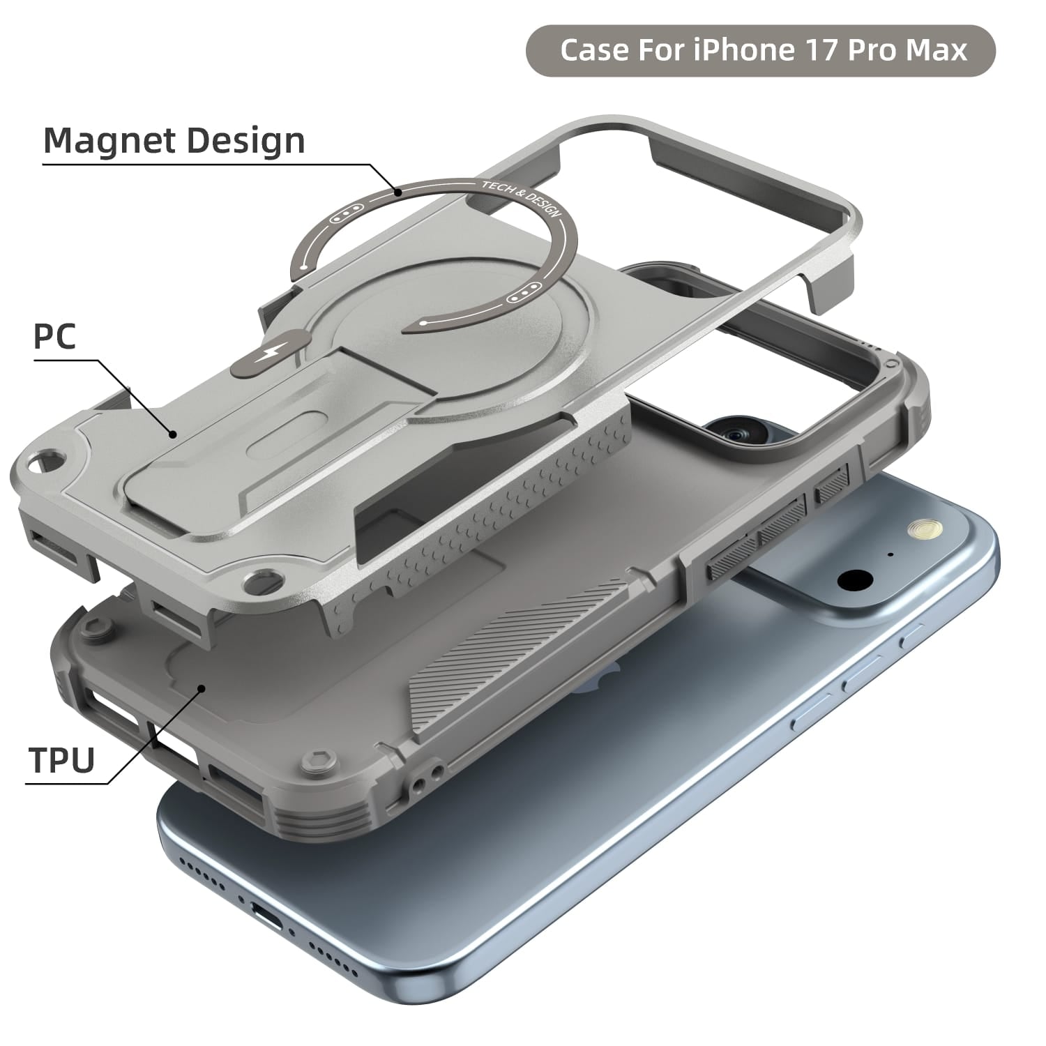 iPhone 17 Series Armoured Dual Layer Kickstand Cover - phone case