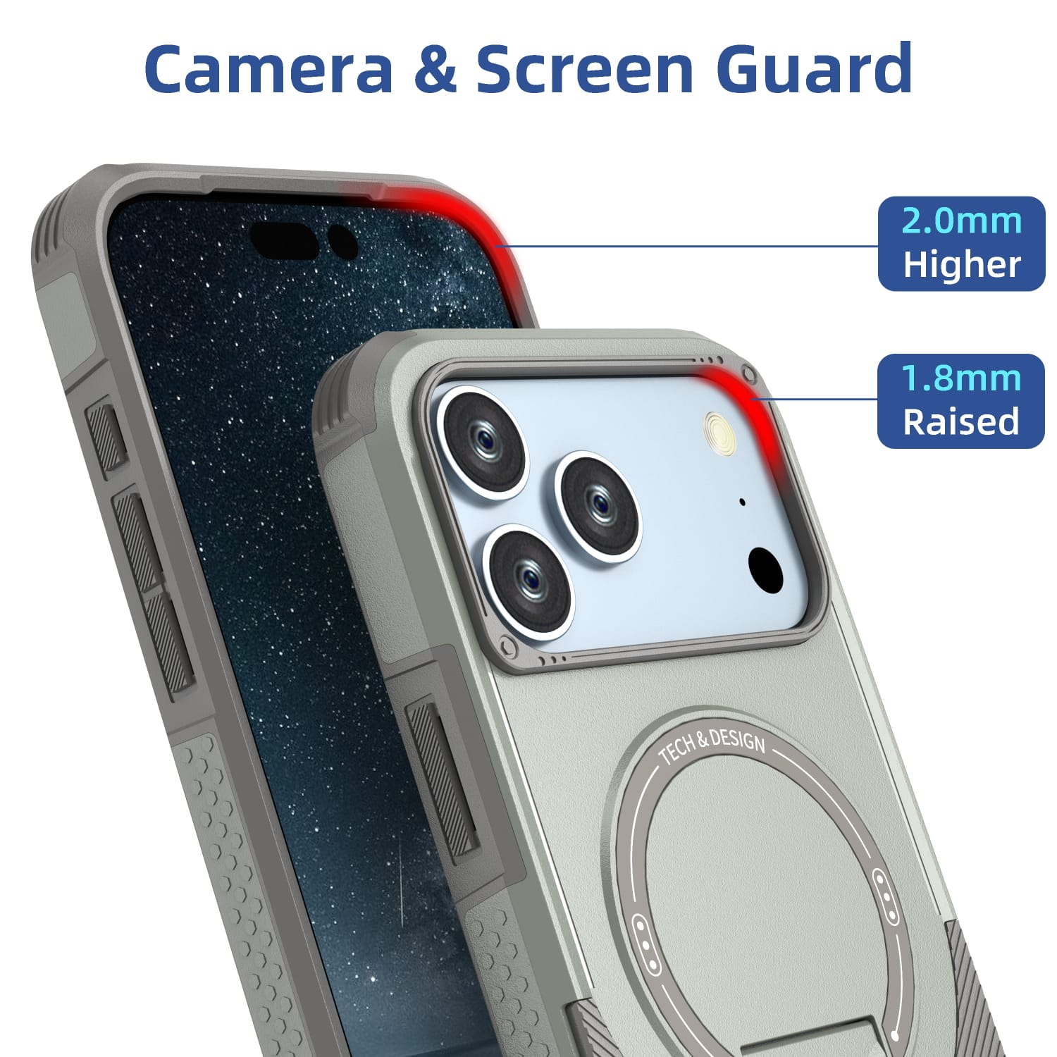 iPhone 17 Series Armoured Dual Layer Kickstand Cover - slim profile