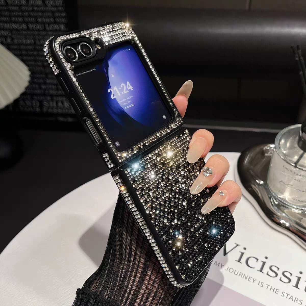 Samsung Galaxy Z Flip 5 Bling Gradient Rhinestones Cover - lifestyle