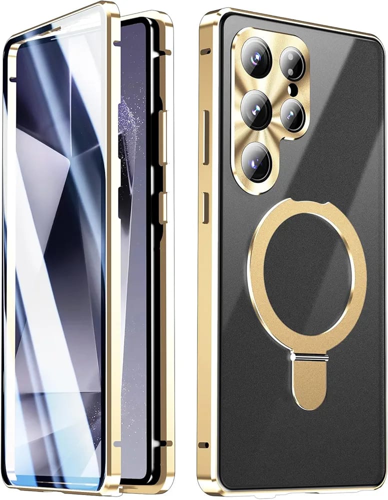 Samsung Galaxy S22 Ultra Gold Plated Protection Transparent Glass Cove - case features