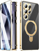 Samsung Galaxy S22 Ultra Gold Plated Protection Transparent Glass Cove - case features