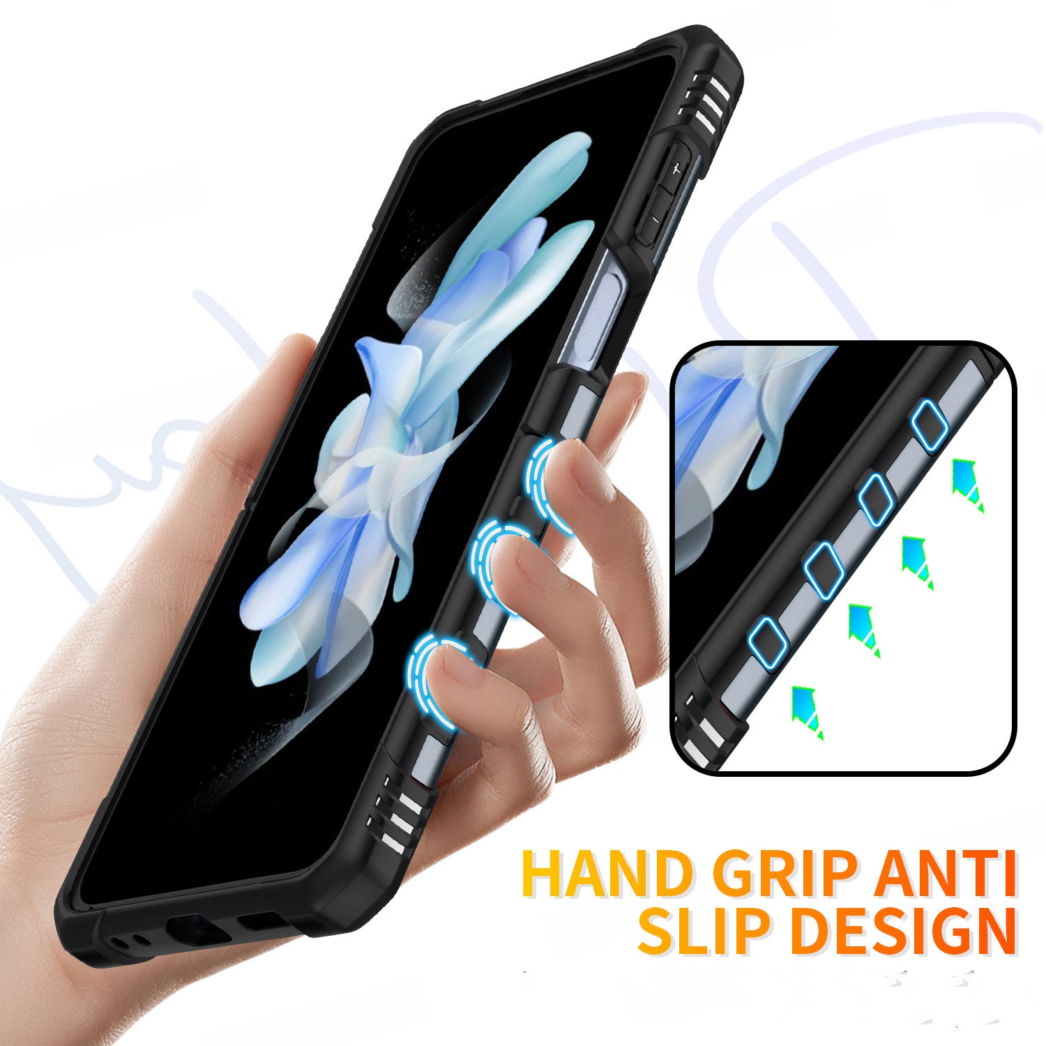 Samsung Galaxy Z Flip 3 Ring Holder Silver Matte Armour Cover - slim profile