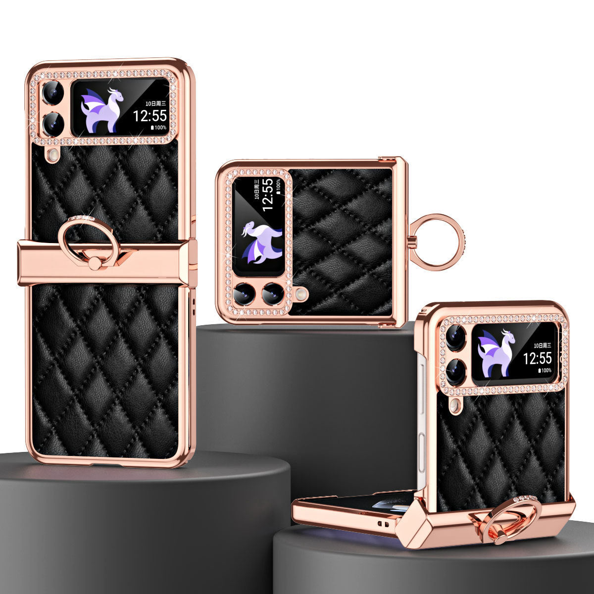 Samsung Galaxy Z Flip 3 Diamond Rhinestones Leather Cover