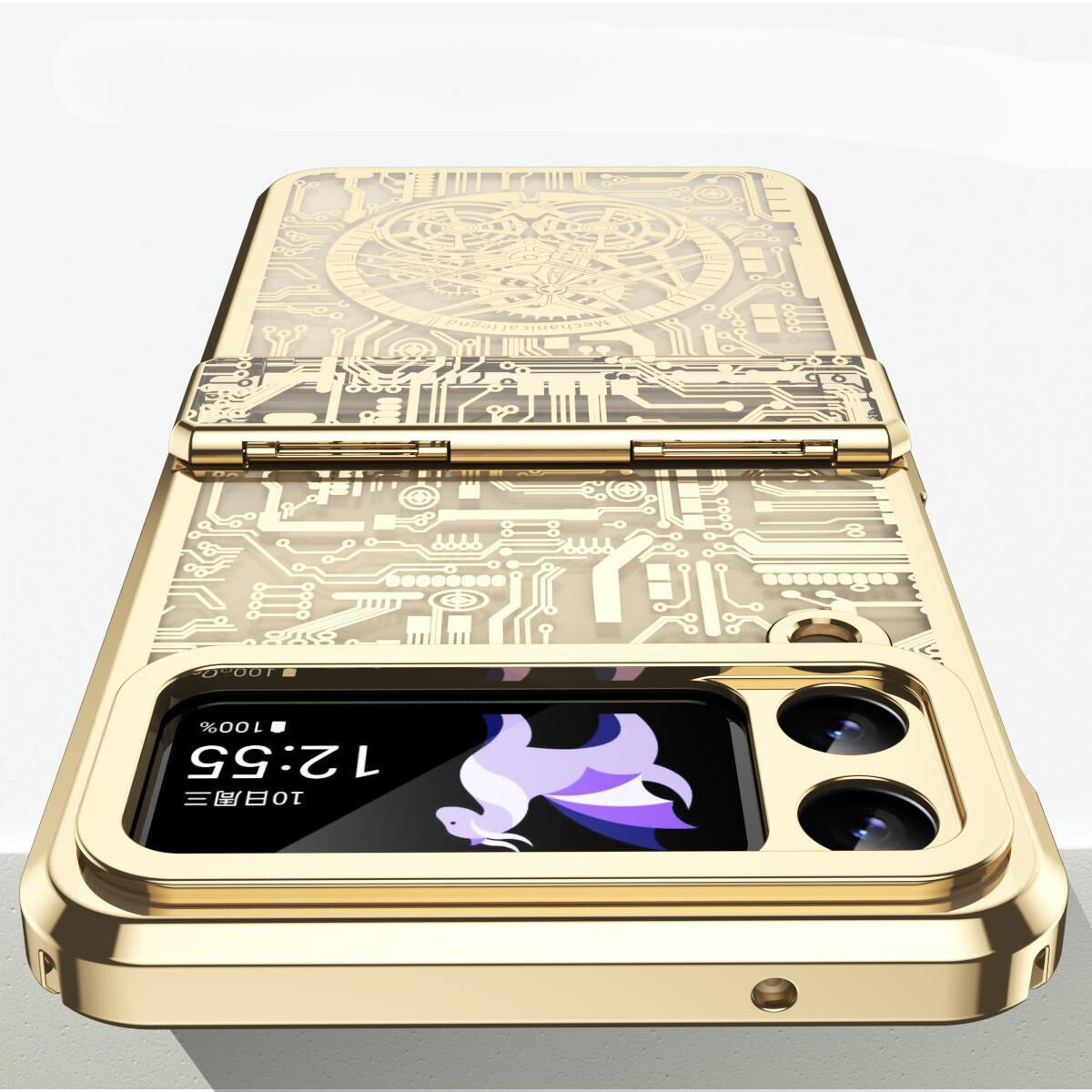 Samsung Galaxy Z Flip 3 Gold Electroplated Cricuit Glass Cover (with H - colour options