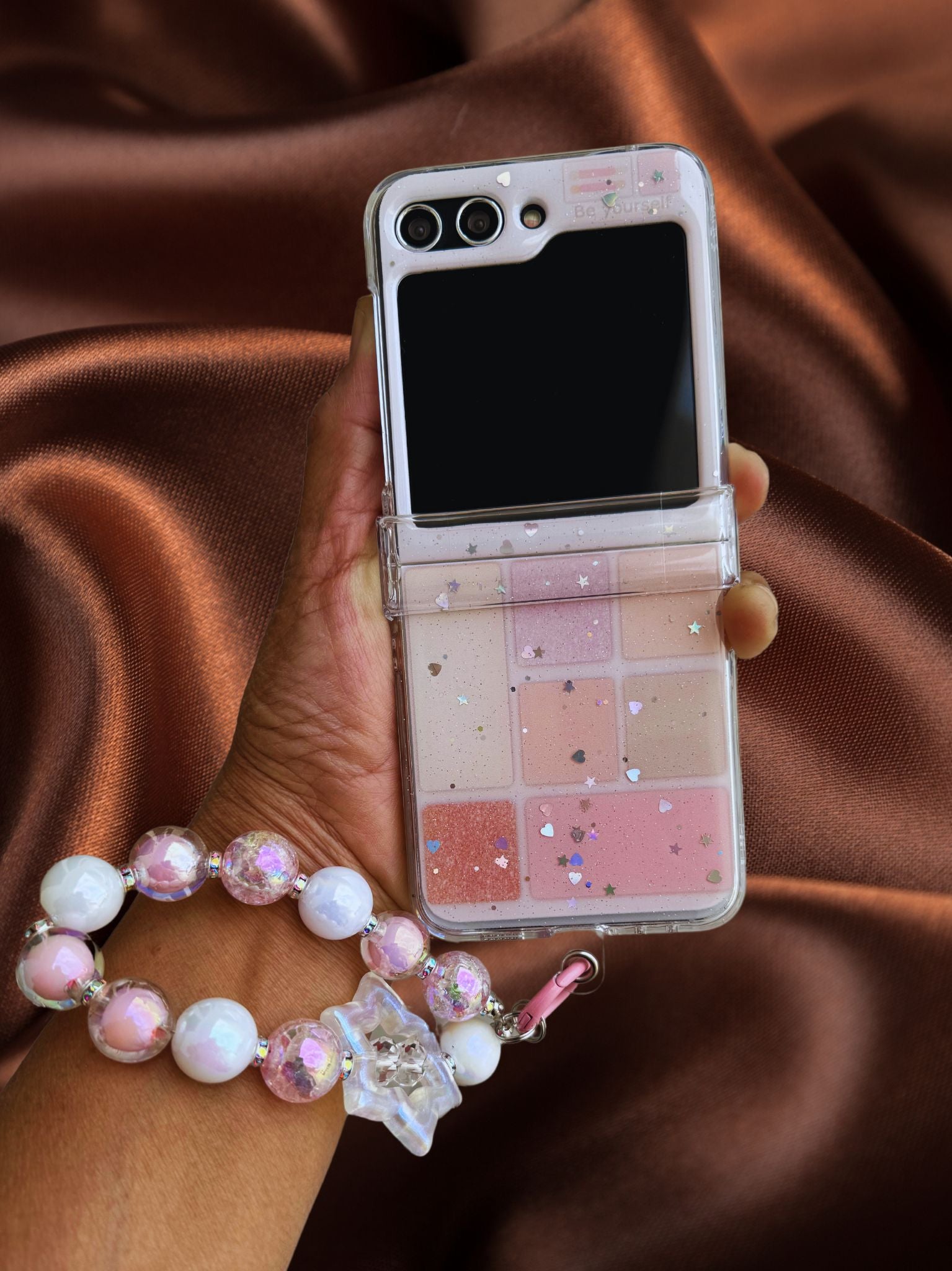 cute z flip glitter case