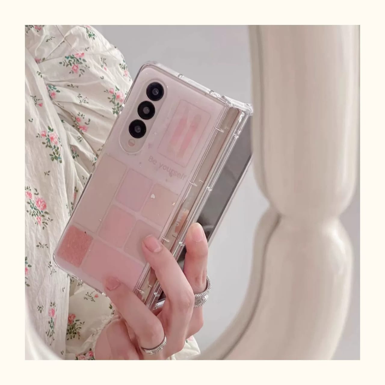 Samsung Galaxy Z Fold 3 Makeup Blocks Glitter Cover (with ) - lifestyle