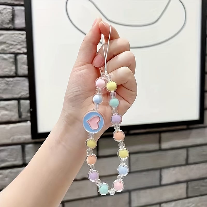 Heart Colorful Beads Lanyard - protective case detail