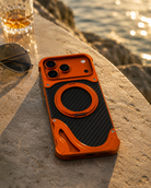 iPhone 17 Series Metallic Carbon Luxe Ring Stand Cover - protective case detail