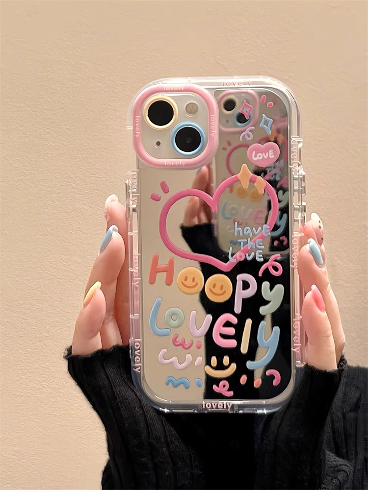 Cute Happy Heart Mirror Cover iPhone cover – JustAndBest India