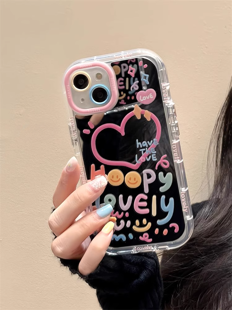 Cute Happy Heart Mirror Cover iPhone cover – JustAndBest India