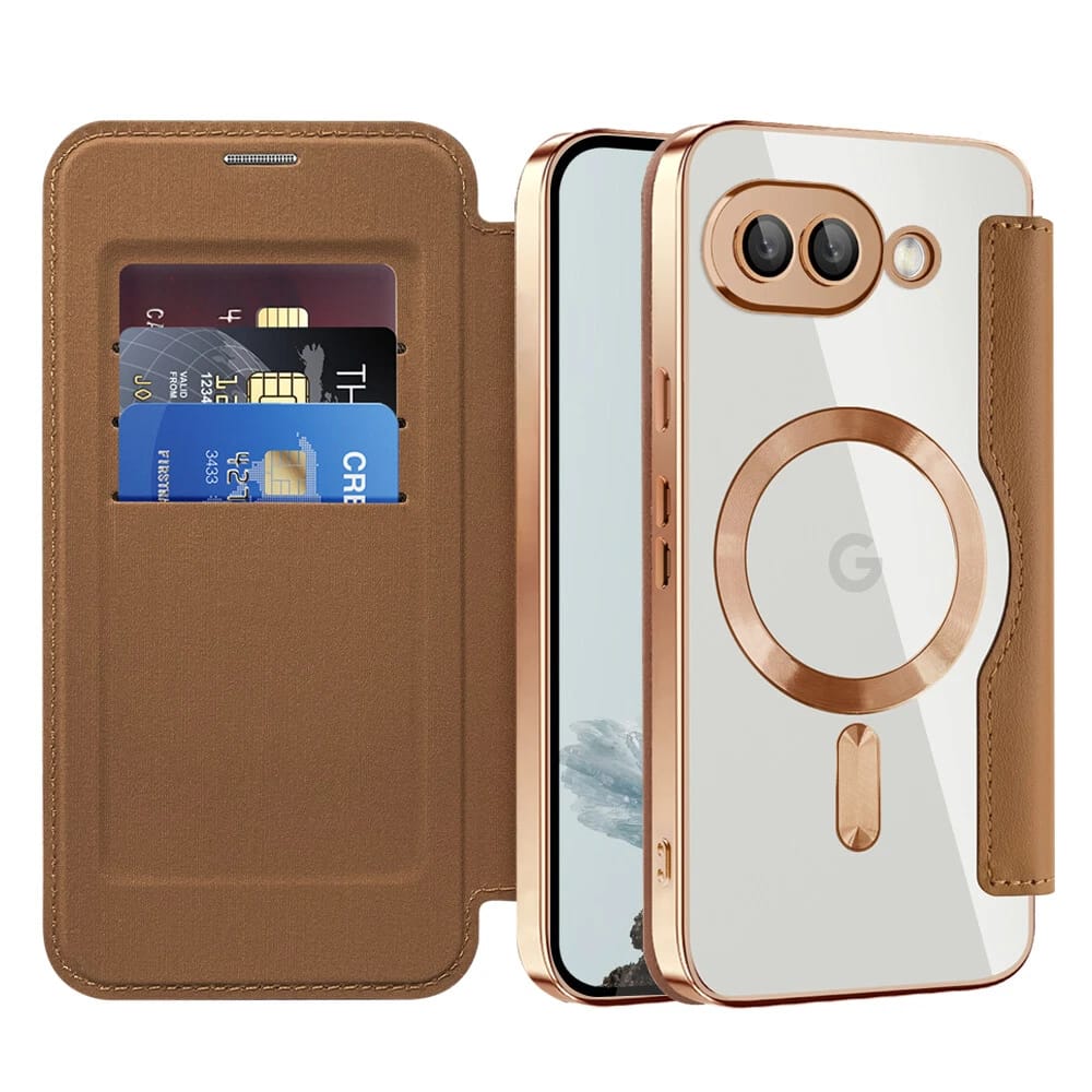 Google Pixel 9A Gold Electroplated Leather Flip Case - case features