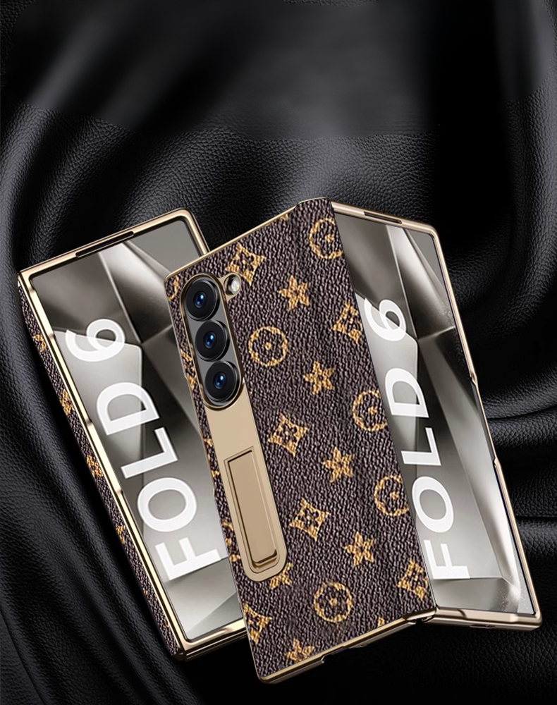 Samsung Galaxy Z Fold 4 Gold Electroplated Leather Cover () - phone case
