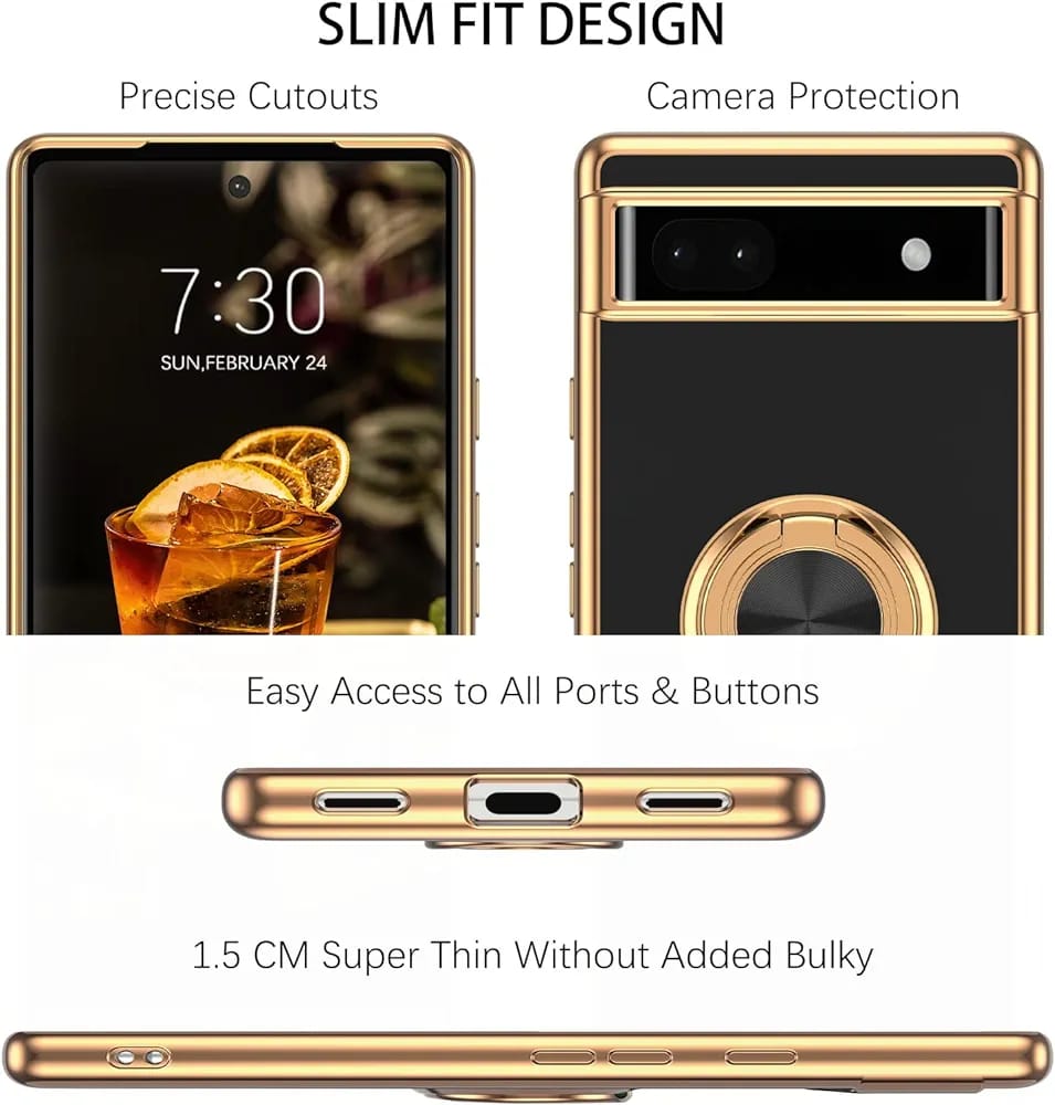 Google Pixel 9 Pro XL Gold Electroplated Ring Holder Cover - lifestyle
